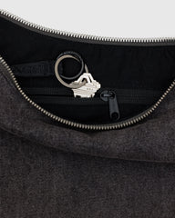 Medium Denim Crescent Bag Washed Black Denim